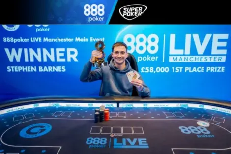 Stephen Barnes domina FT e crava Main Event do 888poker LIVE Manchester