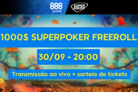 Freeroll SuperPoker é chance de forra nesta segunda com US$ 1.000 GTD no 888poker