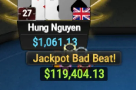 Straight flush contra quadra aciona bad beat jackpot de US$ 193 mil no GGPoker