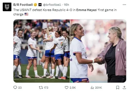 Emma Hayes took charge of her first game.