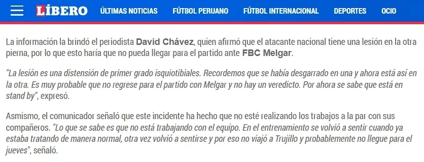 Alianza Lima puso a Bryan Reyna en stand-by. | Créditos: Diario Libero.