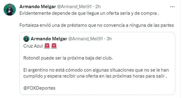 Información de Armando Melgar (TW)