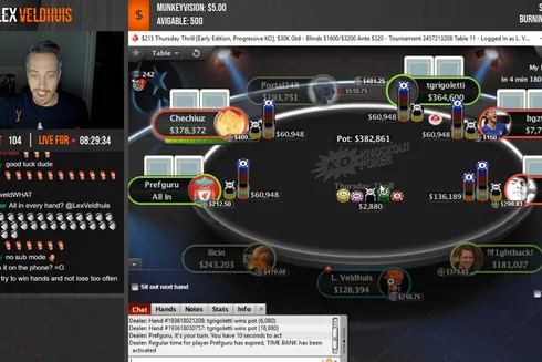 Lex Veldhuis fica chocado com potão 5-way em mesa final no PokerStars: "nunca vi na vida"