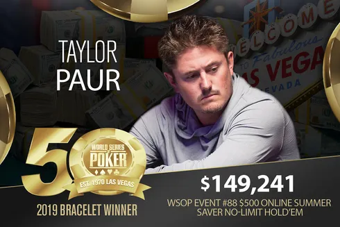 Taylor Paur campeão do Evento #88 da WSOP
