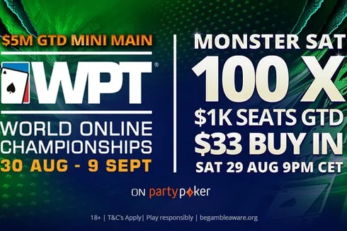 Monster Sat entregará 100 vagas ao Mini ME do WPT WOC no partypoker
