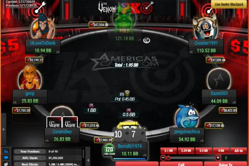 Mesa final do The Venom no Americas Cardroom
