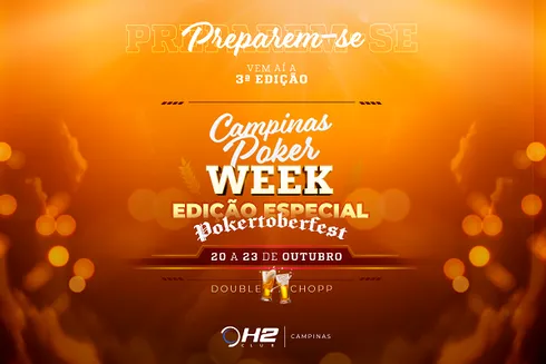 "Pokertoberfest" será o tema do Campinas Poker Week no H2 Club Campinas
