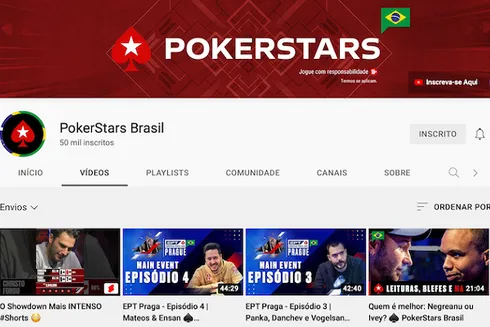 PokerStars Brasil no YouTube chegou a notável marca de 50 mil inscritos
