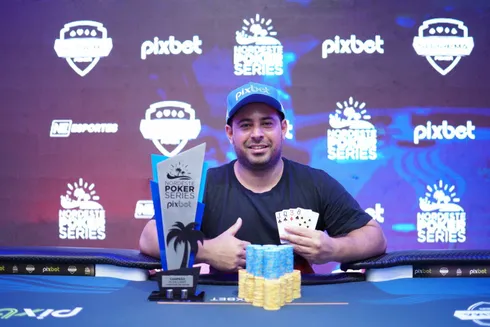 José Thauerre de Oliveira subiu ao topo do pódio do PLO 6-Handed KO do NPS Pixbet Campina Grande
