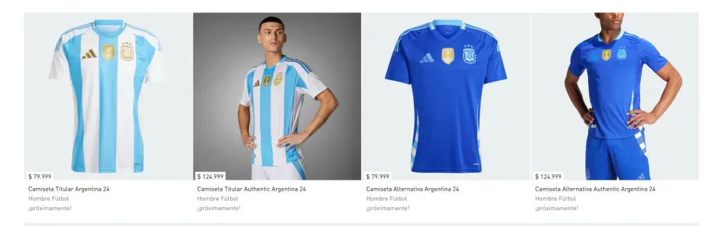 Las nuevas camisetas de la Selección Argentina.