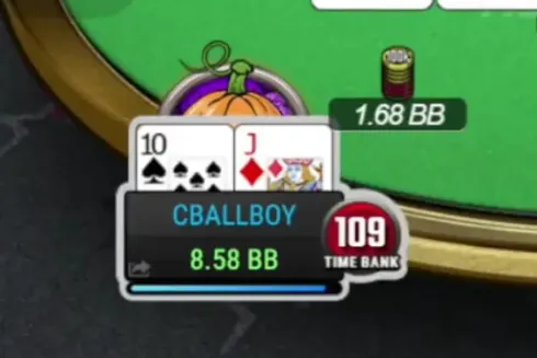 "CBALLBOY" acabou eliminado mesmo fazendo um flush
