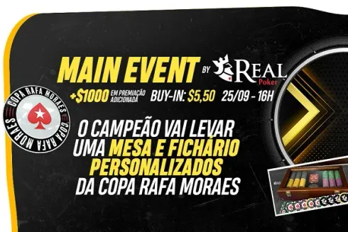 Main Event da Copa Rafa Moraes terá US$ 1 mil no prize pool e belos brindes
