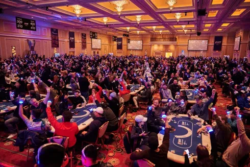 O salão do Wynn ficou completamente lotado com o Main Event do WPT World Championship (Foto: WPT)
