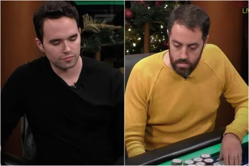 Alan Keating e "Handz" se envolveram em um pote de sete dígitos (Foto: Reprodução/YouTube Hustler Casino Live)
