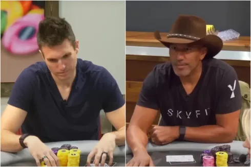 Doug Polk e Bill Perkins começaram o duelo no domingo (26) (Foto: Reprodução/YouTube)
