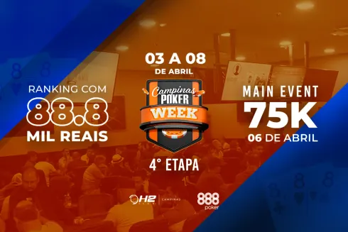 Confira a programação da quarta etapa do Campinas Poker Week no site oficial
