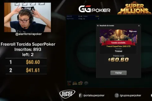 O Freeroll SuperPoker teve field recorde nas mesas virtuais do GGPoker
