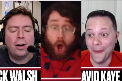 Nick Walsh, Arlie Shaban e David Kaye ficaram sem palavras (Foto: Reprodução/Twitch)
