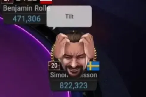 Simon Mattsson mandou até o emoji de "tilt" após o showdown
