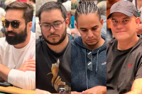 Tauan Naves, Felipe Jimenez, Vinny Monteiro e Wagner Ripper estiveram em ação nesta segunda na WSOP
