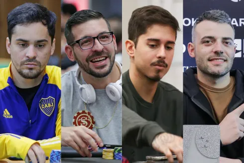 Andrés dos Santos, Leonardo Duarte, Moacir Caetano e Willian Cestari economizaram na ida ao BSOP Winter Millions
