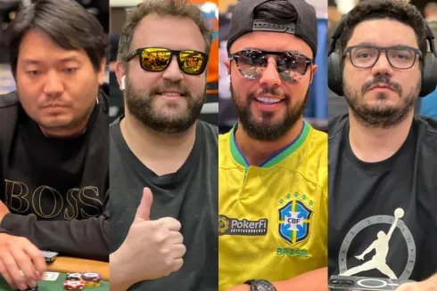 Luis Kamei, Rodrigo Semeghini, Rafael Reis e João Bauer estiveram nos panos nesta quinta na WSOP
