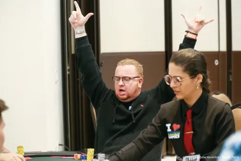 Leo Rizzo comemorou muito no BSOP Winter Millions
