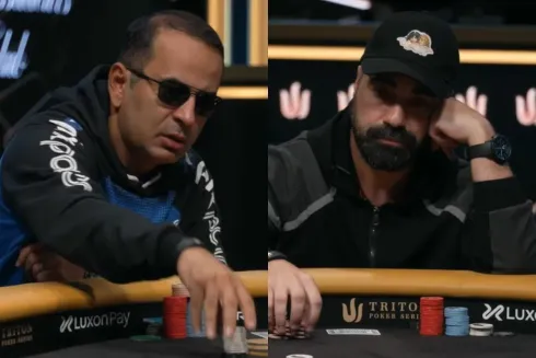 Ernildo Santos fez Orpen Kisacikoglu foldar a melhor mão na Triton Londres (Reprodução/Youtube Triton Poker)
