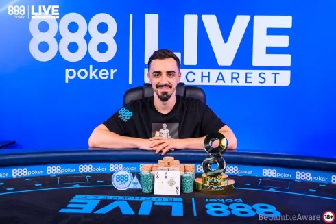 Gabriel Gavrila, campeão do Main Event do 888LIVE Bucareste
