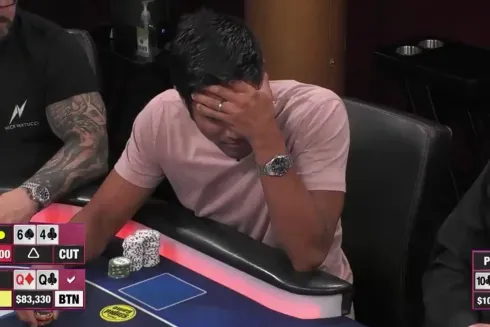 San Man não acreditou quando viu as cartas (Foto: Reprodução/YouTube Hustler Casino Live)
