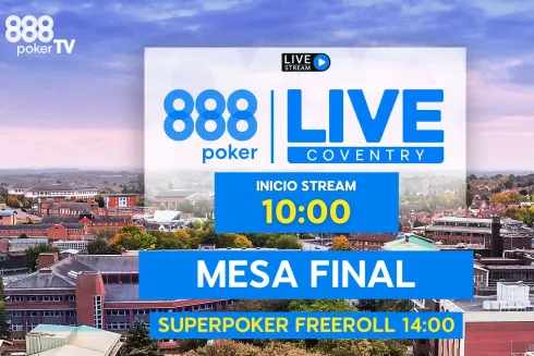 O domingo promete com a transmissão do 888poker LIVE Coventry
