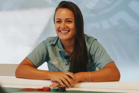 Camilinha se divertiu no evento entre PokerStars e Palmeiras
