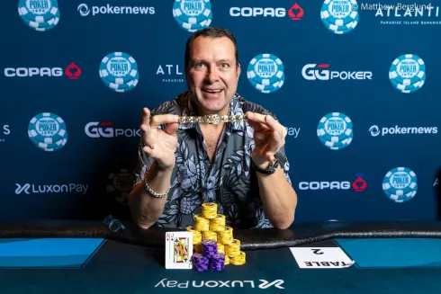 Martin Raus comemorou a conquista de sua primeira pulseira (Foto: WSOP)
