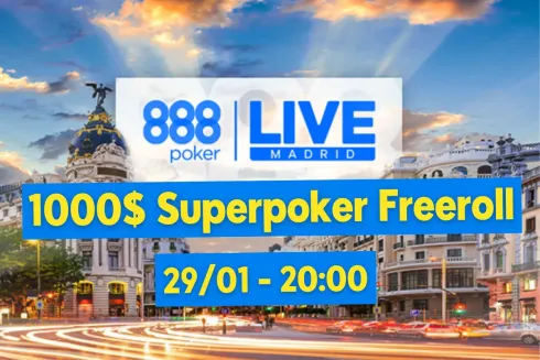 Freeroll do 888poker LIVE Madrid tem US$ 1.000 e tickets
