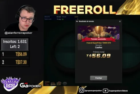 CaaRes levou a melhor no Freeroll SuperPoker
