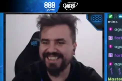 Andrei Cosmin ficou sem graça após o desfecho da mão (Foto: Reprodução/YouTube @888poker)
