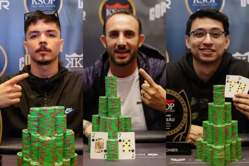 Alexandre Pra, Evandro Siqueira e Eduardo de Jesus foram campeões no KSOP GGPoker São Paulo
