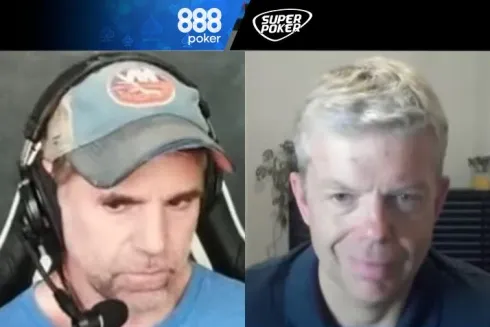 David Tuchman e Nick Wealthall acompanharam a disputa no canal do 888poker (Fotos: Reprodução/YouTube)
