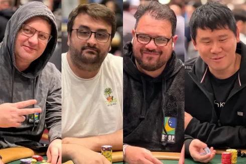 André Berlanda, Pedro Barossi, José Heraldo "Rádio" e Patrick Liang estiveram neste domingo de WSOP
