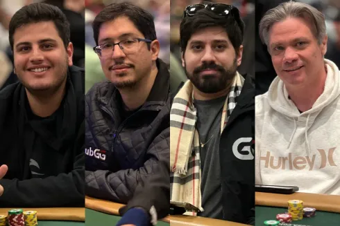 Marcelo Aziz, Rafael Perri, Douglas Lopes e Paulo Joanelo estiveram em ação na WSOP
