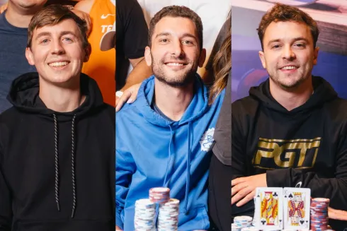 Brock Wilson, Daniel Sepiol e David Coleman, campeões no WPT Alpha8 Trifecta (Fotos: Reprodução/X @WPT)
