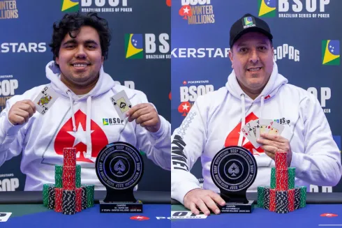 Lucas Gomes e Luís Fernando Holtz, campeões no primeiro dia de BSOP Winter Millions
