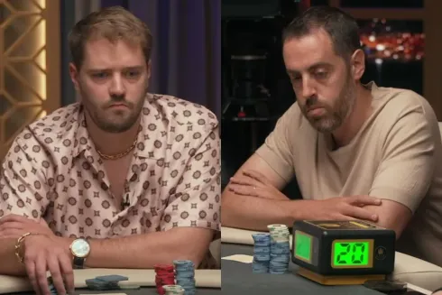 Linus Loeliger e Handz se envolveram em um pote de US$ 585.000 (Fotos: Reprodução/X @TritonPoker)
