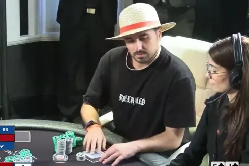 Alessandro Pichierri não largou o flush e foi eliminado (Foto: Reprodução/X @PokerStarsUK)
