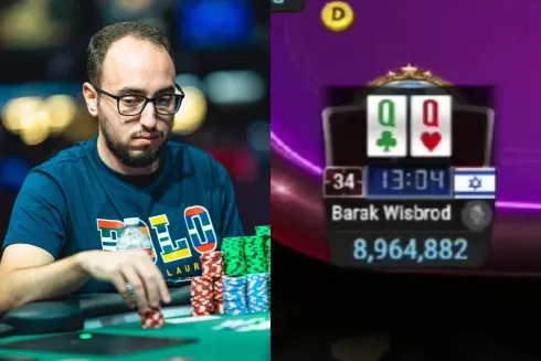 A ação de Barak Wisbrod surpreendeu os narradores (Foto: PokerNews)
