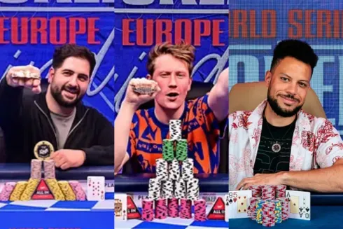 Christopher Campisano, Michal Schuh e Dennis Weiss levaram o bracelete na WSOP Europa (Fotos: PokerNews)
