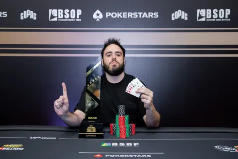 Felipe Campins, campeão do PLO Challenge do BSOP Millions
