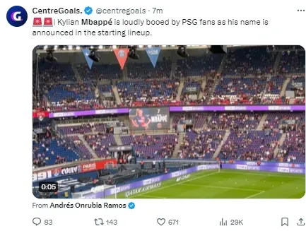 Mbappe has been booed by PSG fans upset by his imminent departure