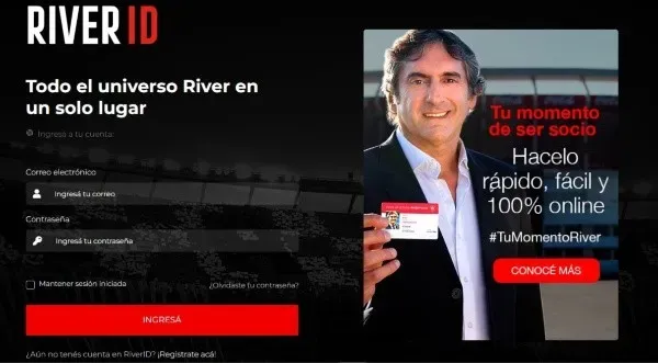 Para sacar entradas tenés que estar sí o sí registrado en River ID.