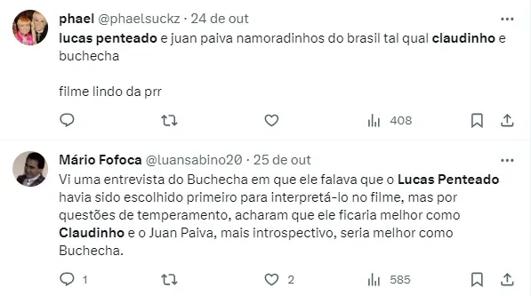 Fãs repercutem o trabalho de Lucas Penteado em filme - Foto: Twitter